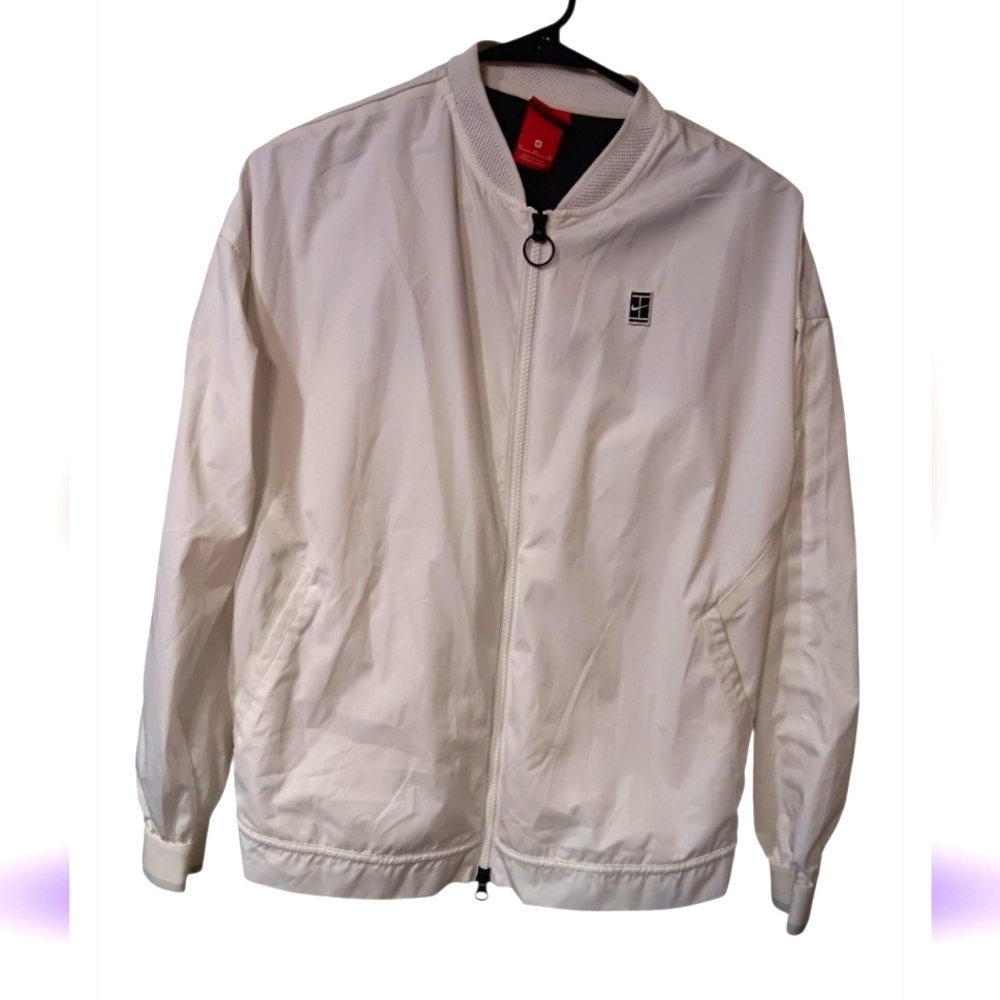 Nike Men's White Bomber Jacket Sz M